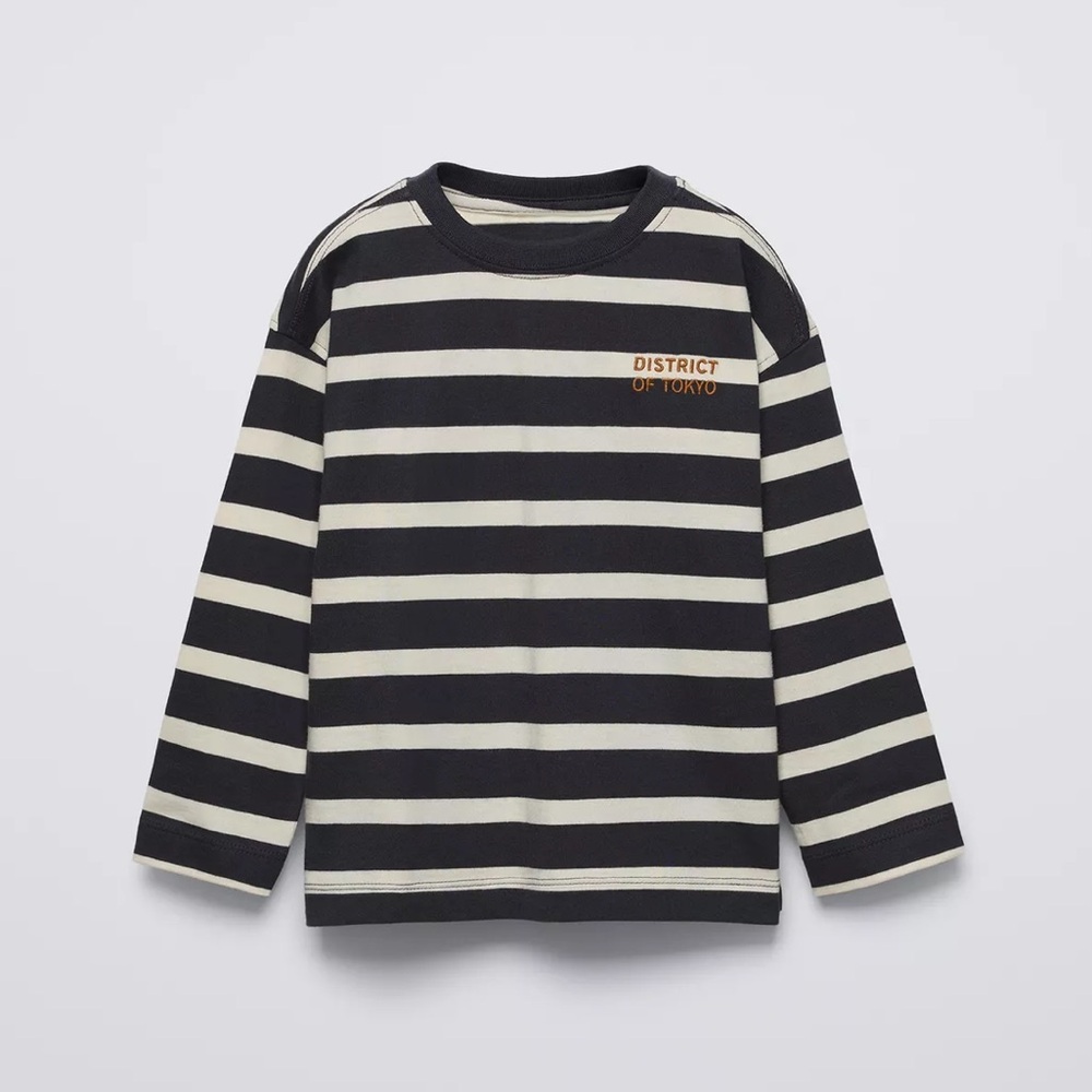 ZARA STRIPED SHIRT WITH EMBROIDERED TEXT